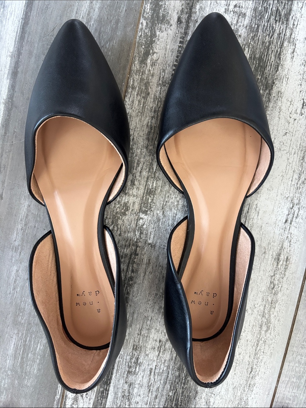 a new day Black Pointed-Toe D'Orsay Flats